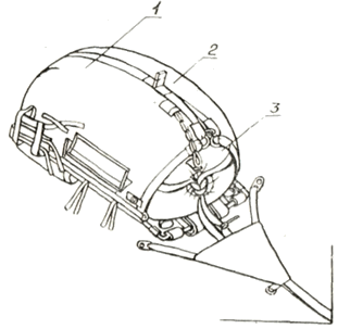 Размещение камеры с уложенным основным парашютом на дне ранца