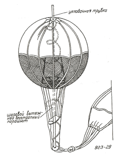 Шаровой вытяжной бесстропный парашют