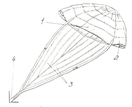 Подготовка бесстропного стабилизирующего парашюта к укладке в камеру
