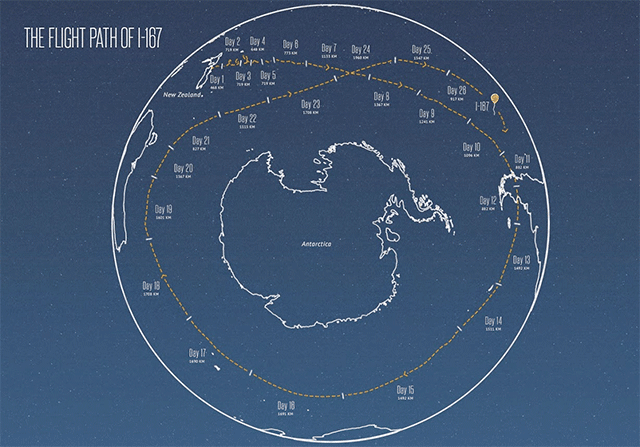 Карта перемещения воздушного шара Google Loon